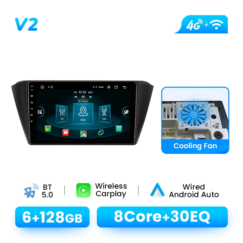 Android 14 Draadloze CarPlay Android Auto Multimedia Speler Voor Skoda Fabia 3 III 2015-2019 GPS 4G Wifi DSP 1280*720 IPS RDS