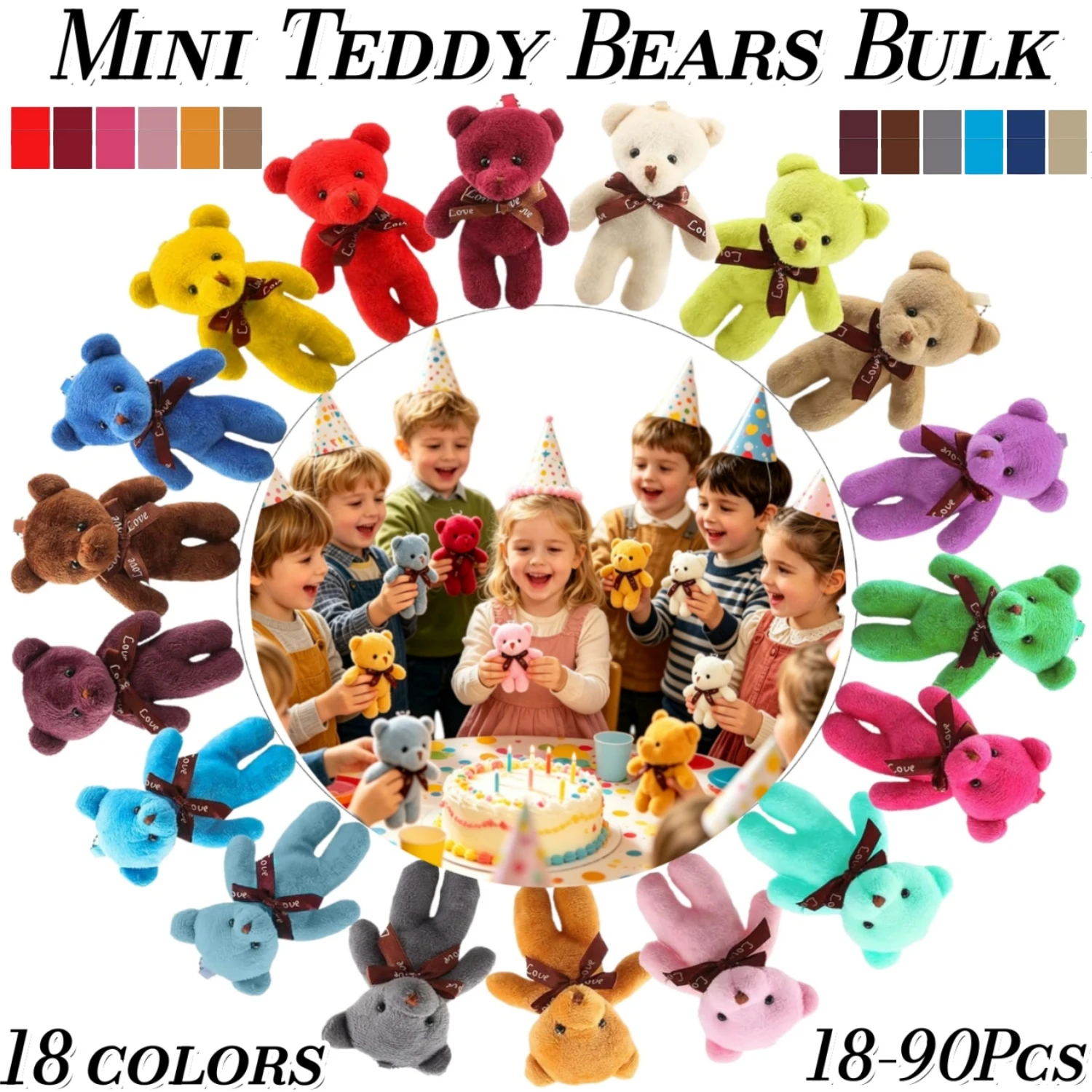 

Mini Teddy Bear Toy Plush Stuffed Bear Doll for Keychain Craft DIY Accessory Birthday Gifts Party Favors Supplies 4.7 Inch