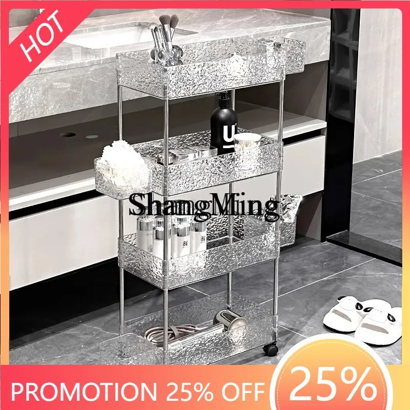 

ZYY bathroom rack floor-ceiling multi-layer light luxury acrylic crack storage waterproof trolley