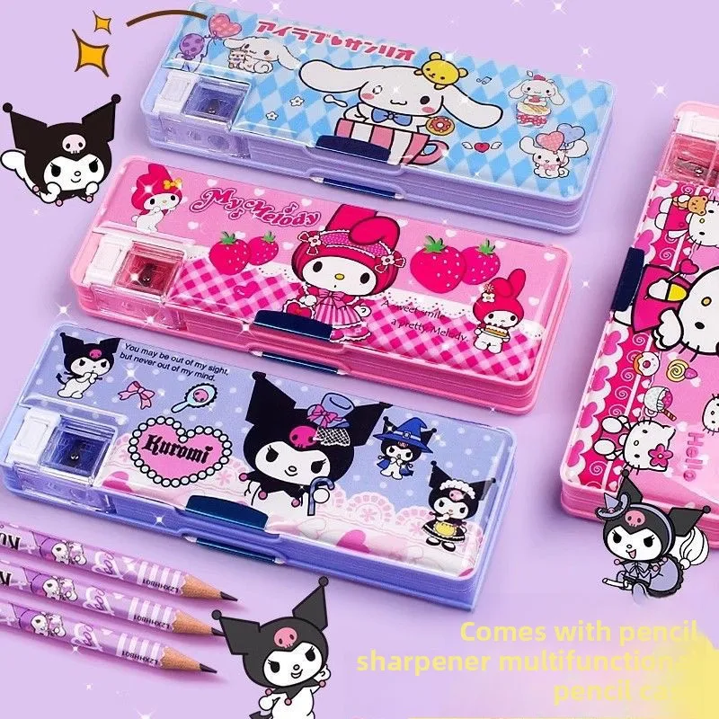 Hello Kitty многофункциональный пенал kuromi мультфильм милый креативный большой емкости изысканный студенческий ящик для хранения карандашей оптом