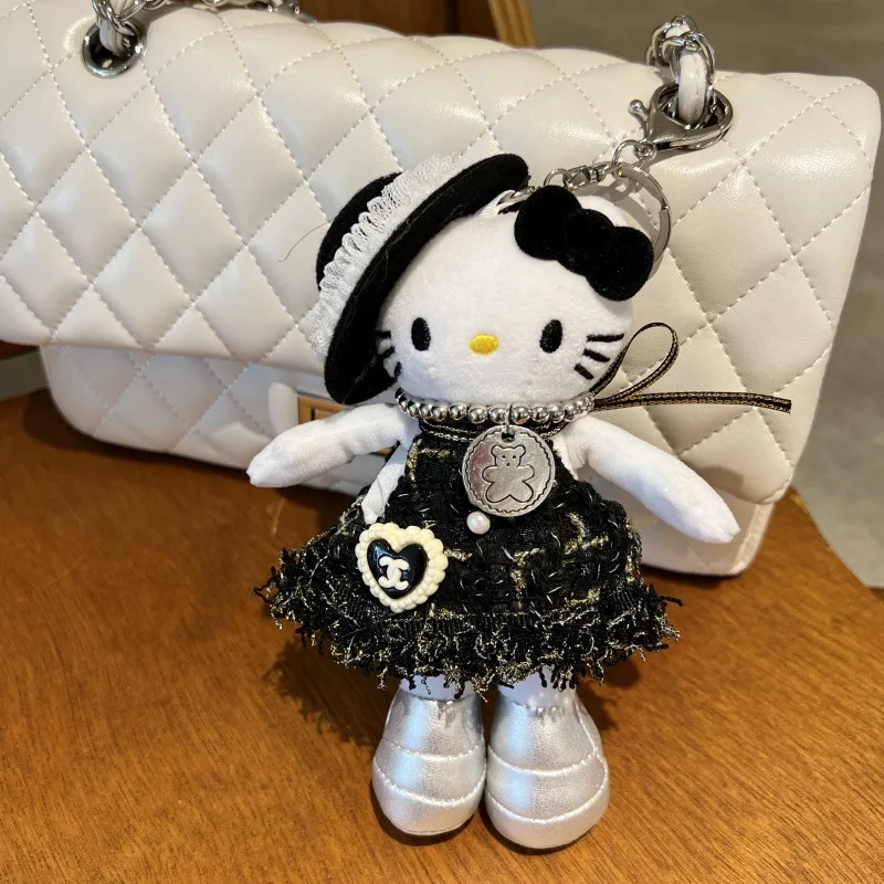 لطيف الكرتون Kawaii طويلة أرجل نوبل امرأة قبعة فستان حريري عائم مرحبا كيتي أفخم دمية حقيبة سلسلة مفاتيح قلادة لعبة هدية