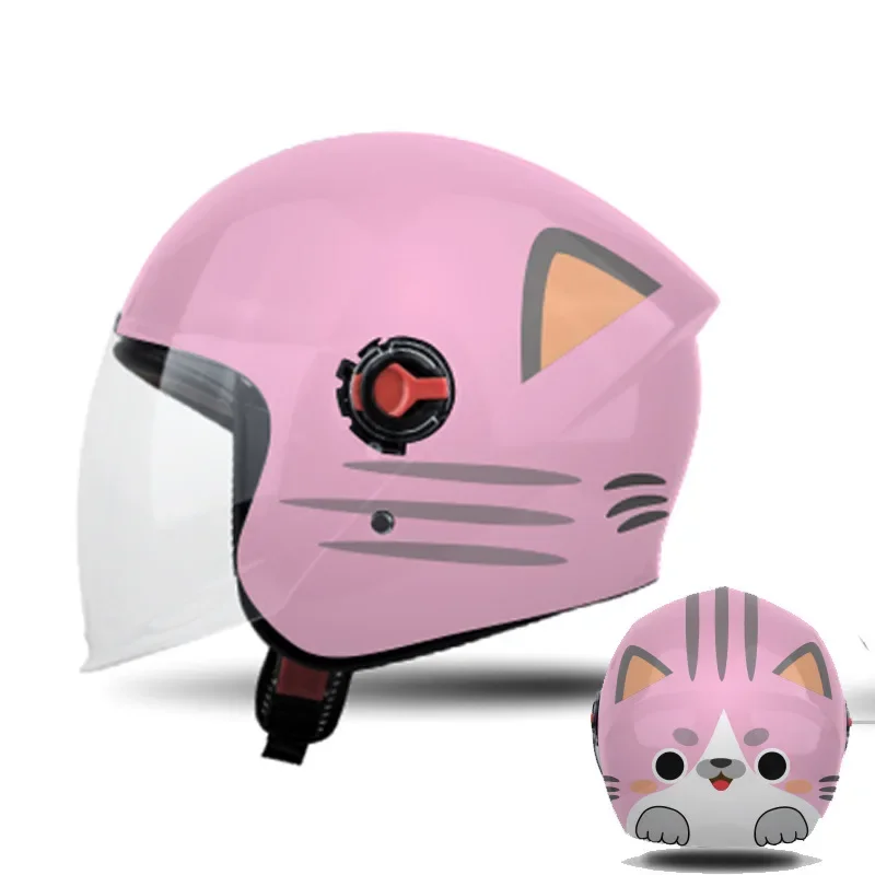 Lightweight Half Helmets Cute Universal Safety Helmets cartoon cat Boys and Girls Children\'s Helmets Safety Baby Electric Car