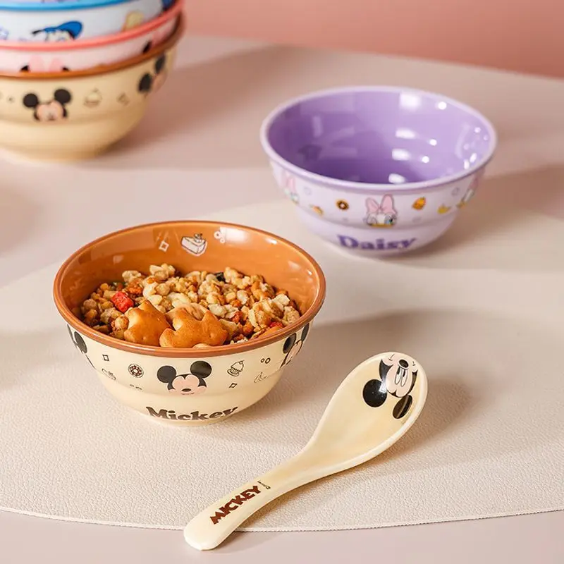 

Disney Fashion Light Luxury Ceramic Tableware Household Mickey Cartoon Cute Bowl Plate Combination Bowl Plate