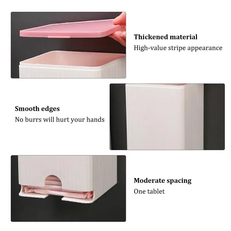 Tampon Holder Wall Mount Paper Towel Dispenser Multifunctional Sanitary Napkin Storage Box Restroom Cotton Swab Organizer