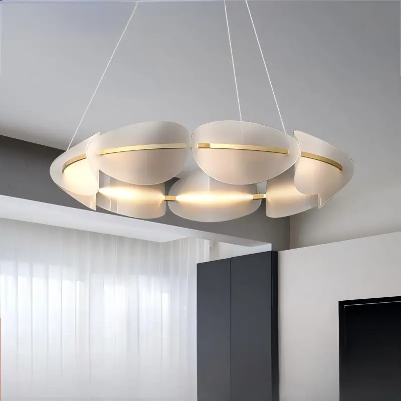 Postmodern Minimalism Petal Pendant Chandelier for Dining Room Villa Show Home Living Room Bedroom Light Fixture LED