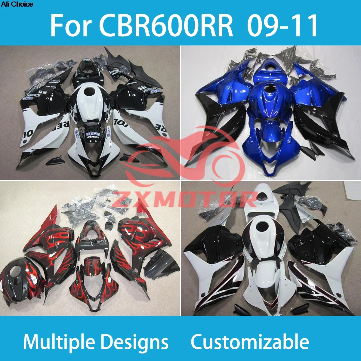 

CBR600RR 09 10 11 Full Fairings for Honda CBR 600RR 2009 2010 2011 Motorcycle ZXMT Painted Fairing Kit Injection Molding Fit