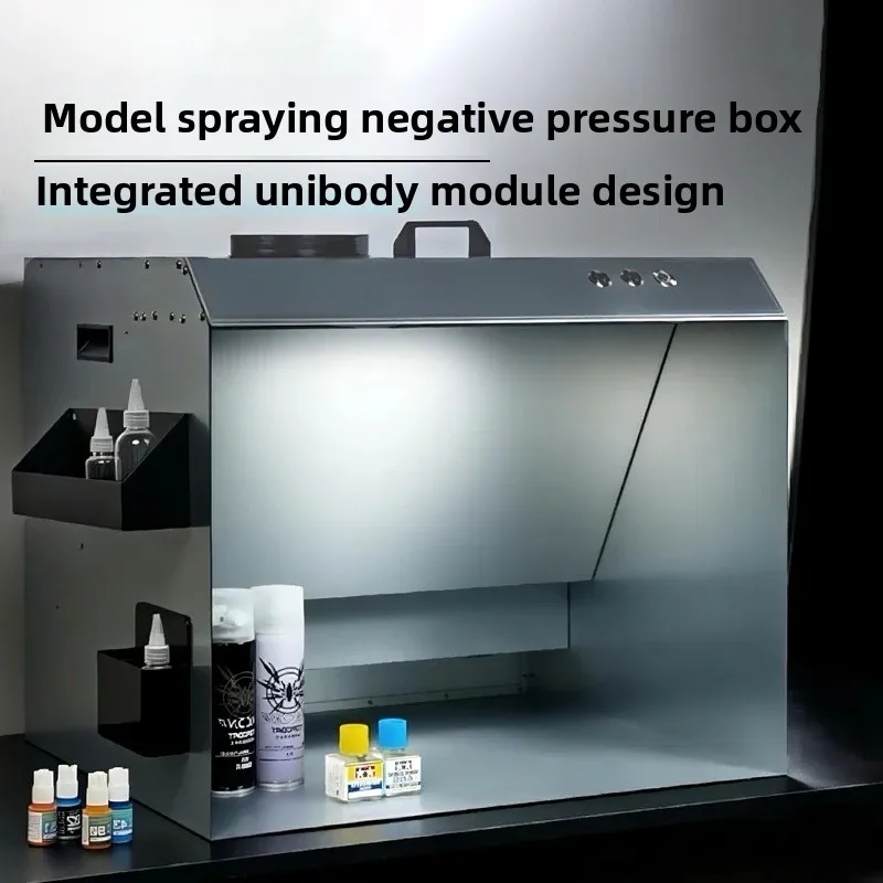 Portable Model Spray Booth, Negative Pressure Exhaust Workbench With Complete Fan Light And Switch Kit For Painting Work