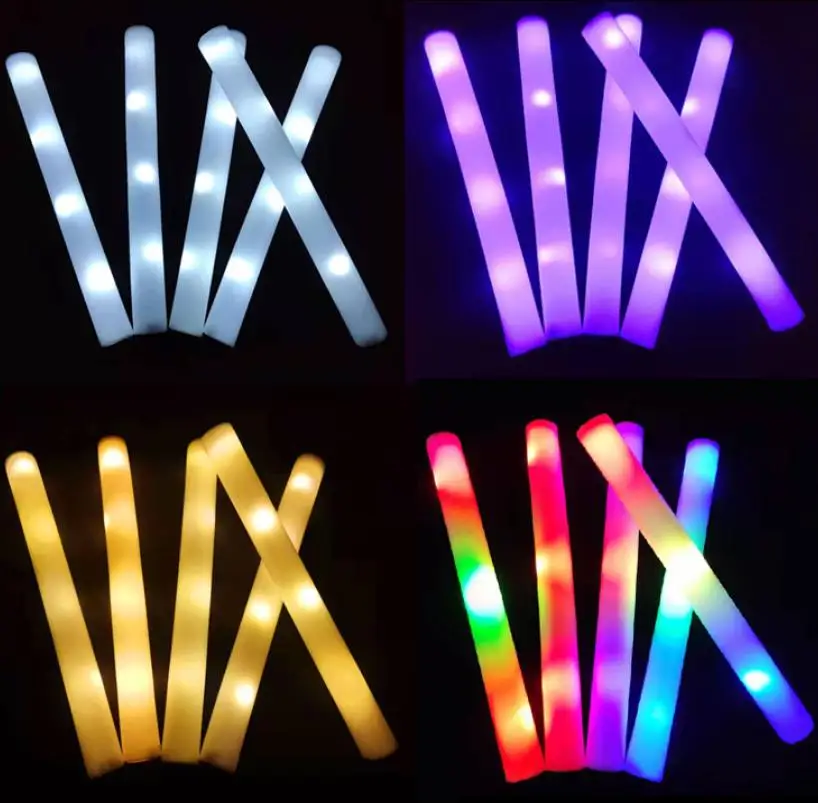 200pcs Led Flash Wand  Rave Party Light Up Foam Baton Neon Concert Sticks Holiday Event Birthday Give Aways Customize Logo