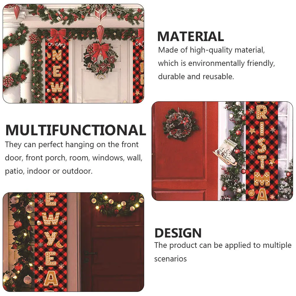 

Door Banner Hanging Couplet Festive Decor For Home Party Outdoor Indoor Porch Xmas Christmas Door Couplet Decoration