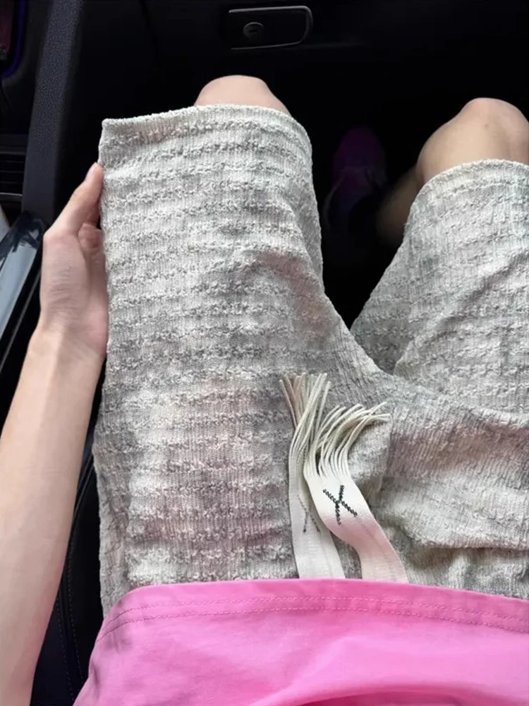 

Tie-Dye Casual Sports orts Men's Summer Thin American Retro Texture Five-Point Beach Pants Loose Straight-Cut Mid-Waist