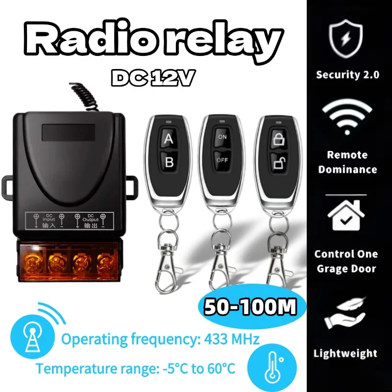 Wireless Remote Control Switch DC 12V 24V 48V 72V 30A RF 433