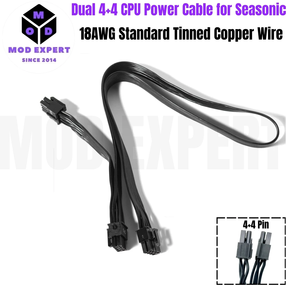 EPS/ATX12V Dual CPU (4+4) Power Cable for Seasonic PRIME 1300W, 1000W, 850W, 750W, 650W, 550W Titanium/Platinum/Gold/SNOWSILENT