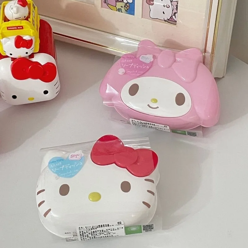 Sanrio New Hello Kitty My Melody Kawaii Anime Cartoon Soap Box Household Use Bathroom Drain Cute Sense of Luxury Creativity