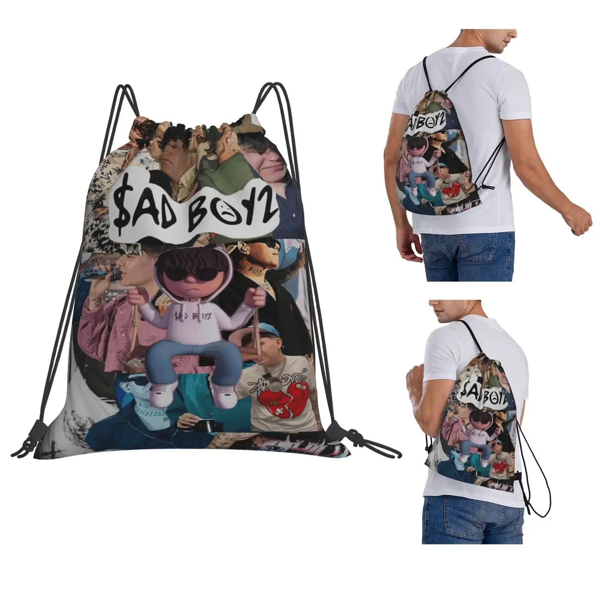 Junior H Merch Sad Boyz Backpacks Portable Drawstring Bags Sports Bag Book Bags for Travel School