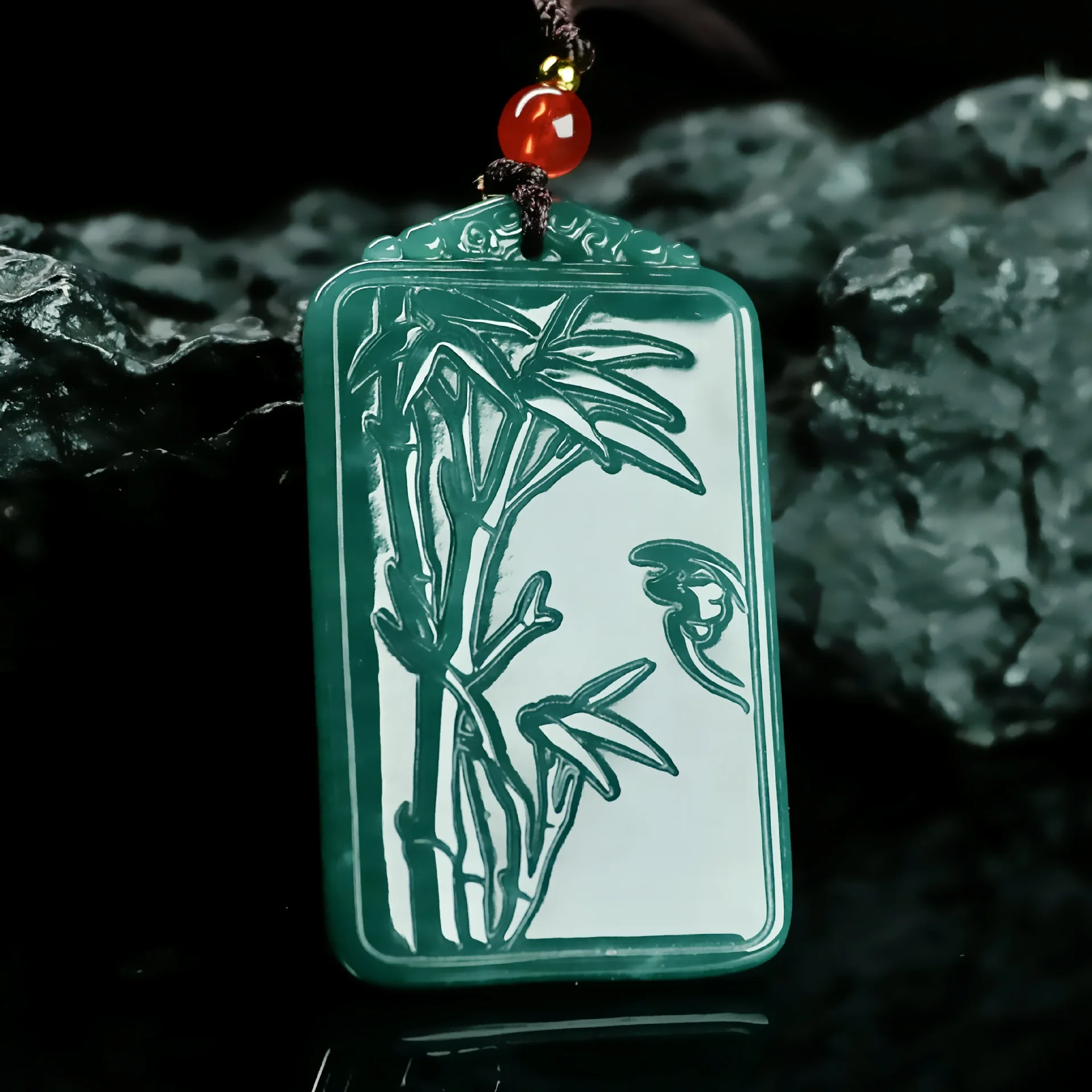 Xingyu Natürliche Burma-Jade-Perlen, Bambus-Wushi-Marke, Jade-Anhänger, Schmuck, der immer höher steigt – Detail 2