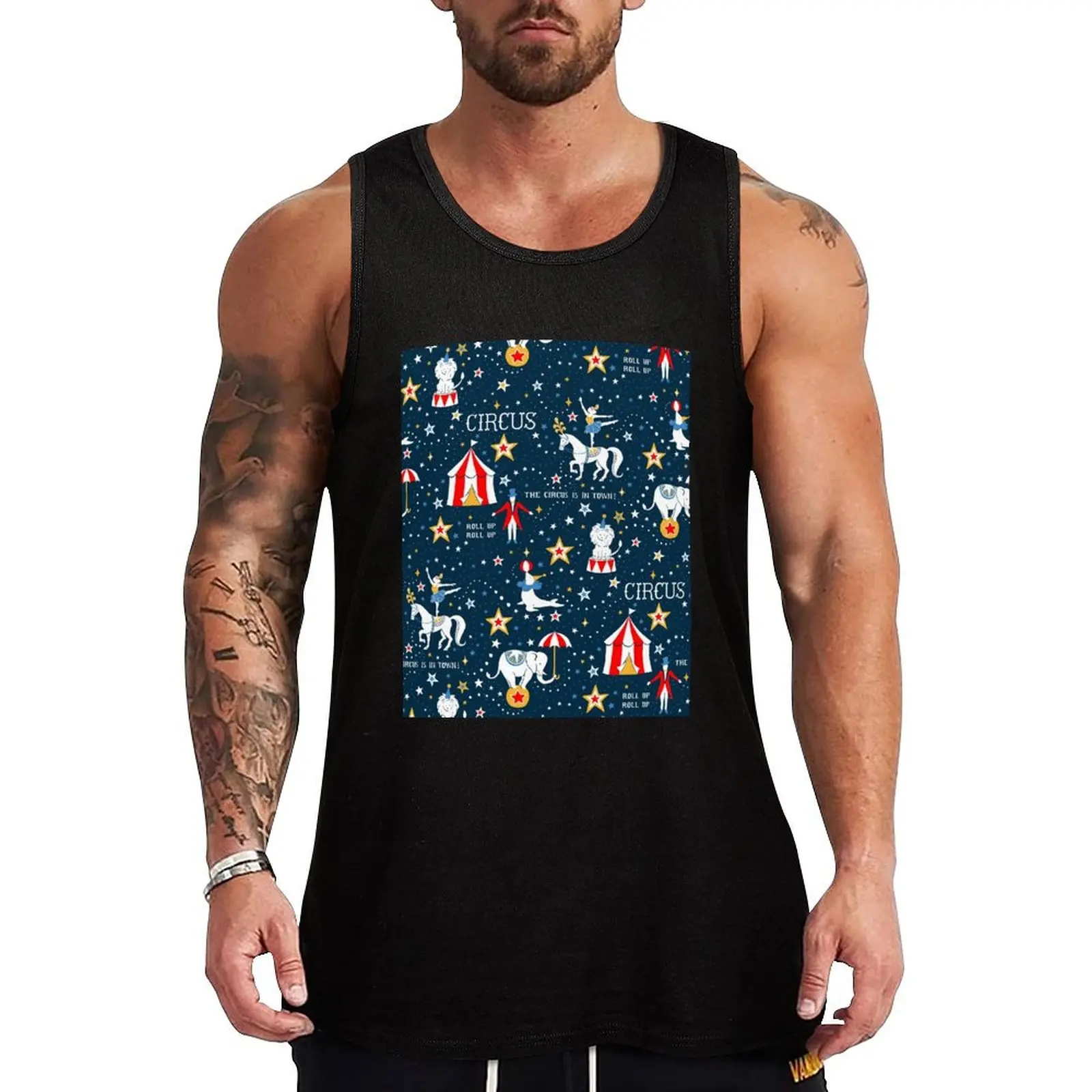 Retro Circus Tank Top Work Outdoor Tank Top Durable Utility Sleeveless