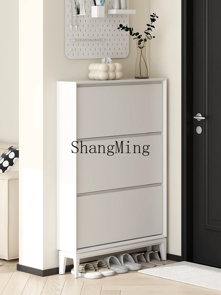 

LXY solid wood shoe cabinet ultra-thin and extremely narrow tipping bucket small apartment foyer storage cabinet