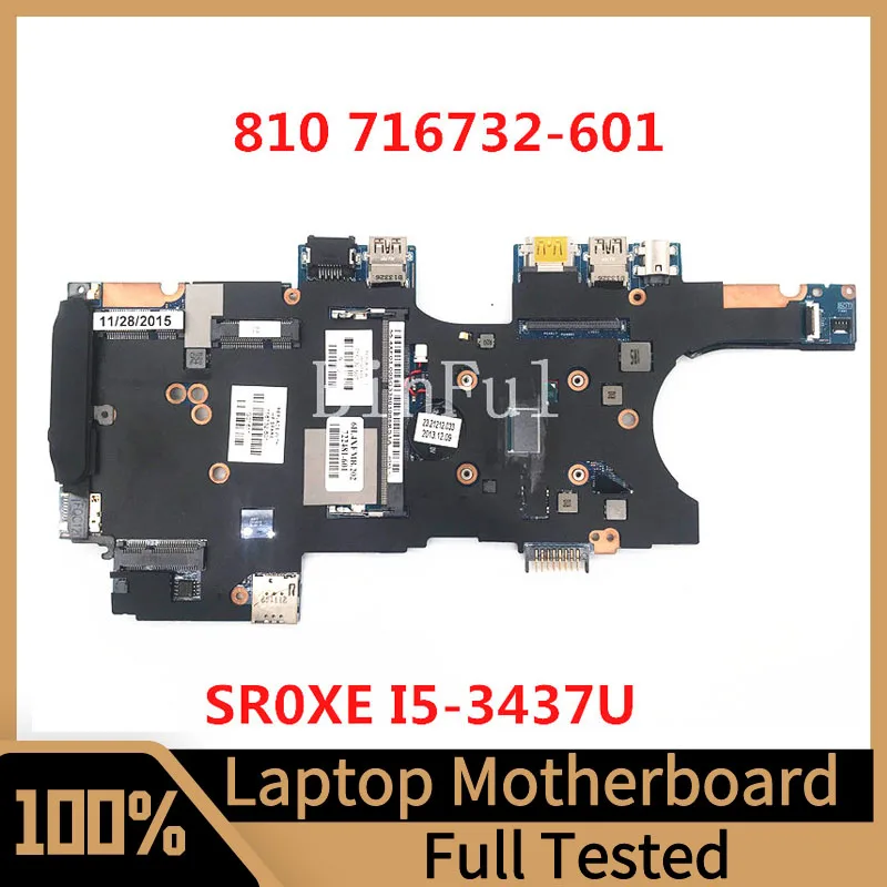 

716732-601 722481-601 Mainboard For HP EliteBook 810 G1 Laptop Motherboard 48.4XF01.011 12212-1 W/SR0XE I5-3437U CPU 100% Tested