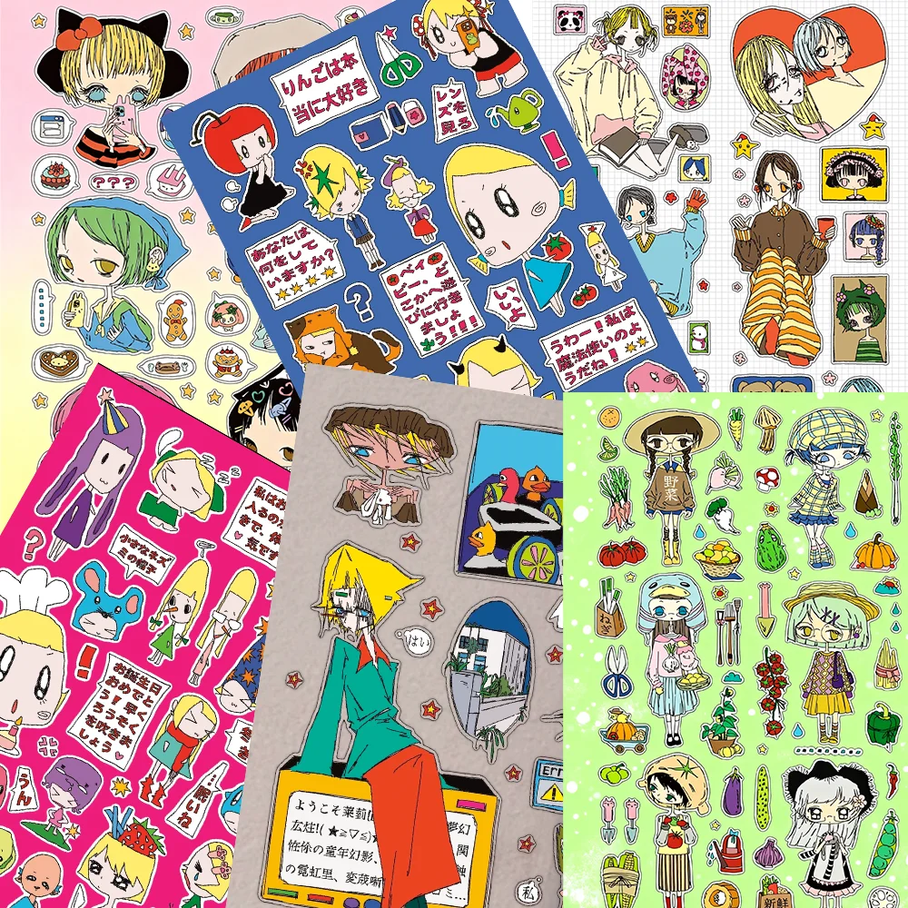 Abstract Style Stickers Cute Cartoon Gilrl Dairly Collage Characters Guka Stickers DIY Decorative Handbook