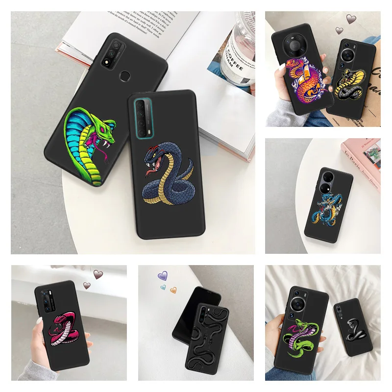 Phone Case for Huawei P30 P Smart P20 P40 Lite Honor X7b X8b X9b Snake Green Cobra Python Moto G30 G31 Soft Black Silicone Cover