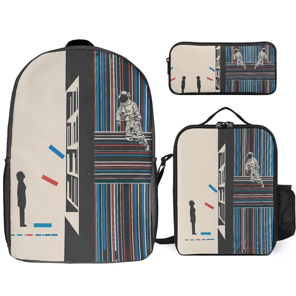 

Interstellar Cooper Science Fiction Film Endurance Stay 14 Durable Snug Blanket Roll 3 in 1 Set 17 Inch Backpack Lunch Bag Pen B