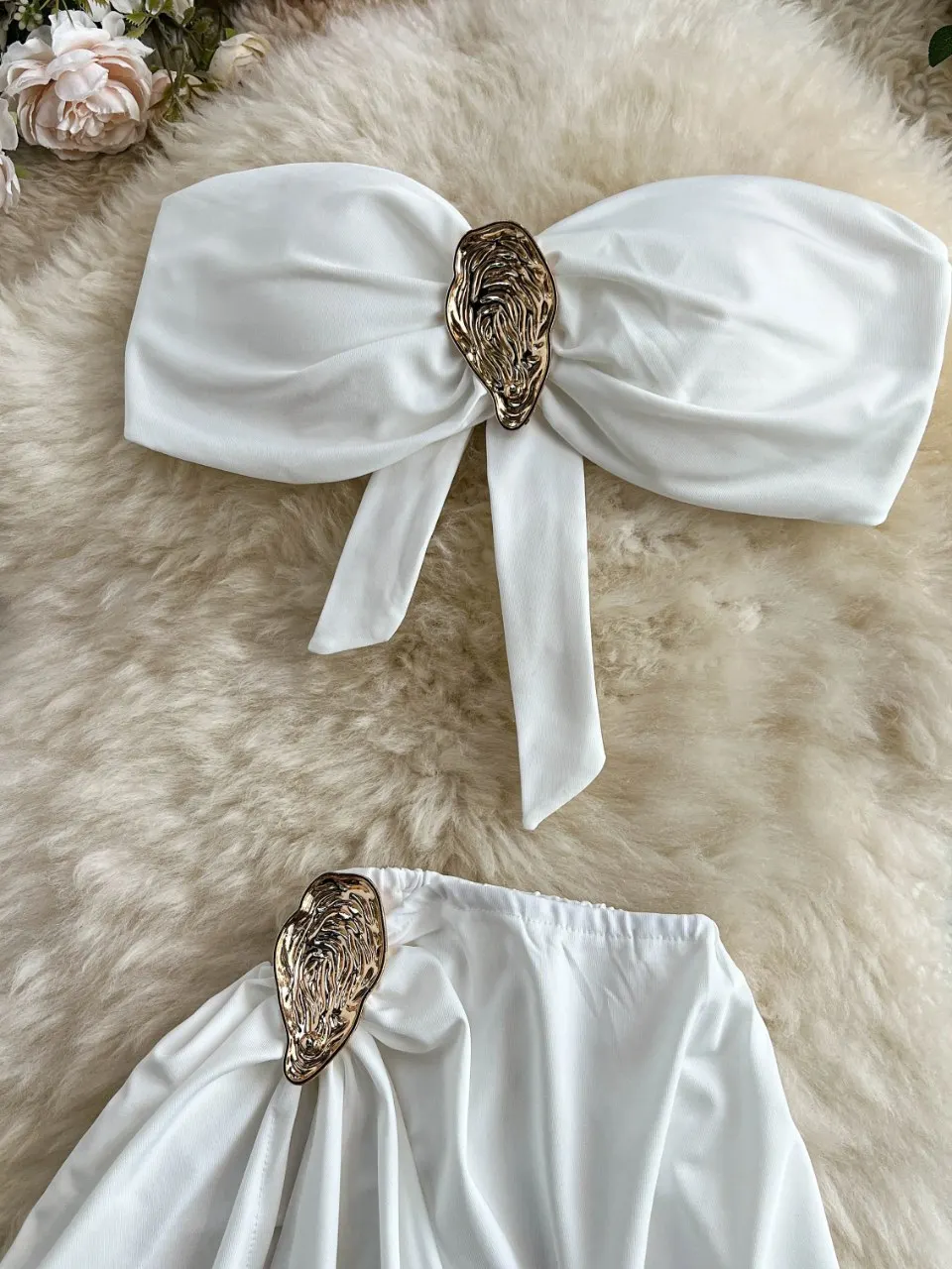 Foamlina الصيف شاطئ البحر عطلة مثير كاميس مشبك معدني صديرية دائرية + ارتفاع الخصر نحيل سبليت تنورة 2 قطعة تنورة مجموعة عطلة