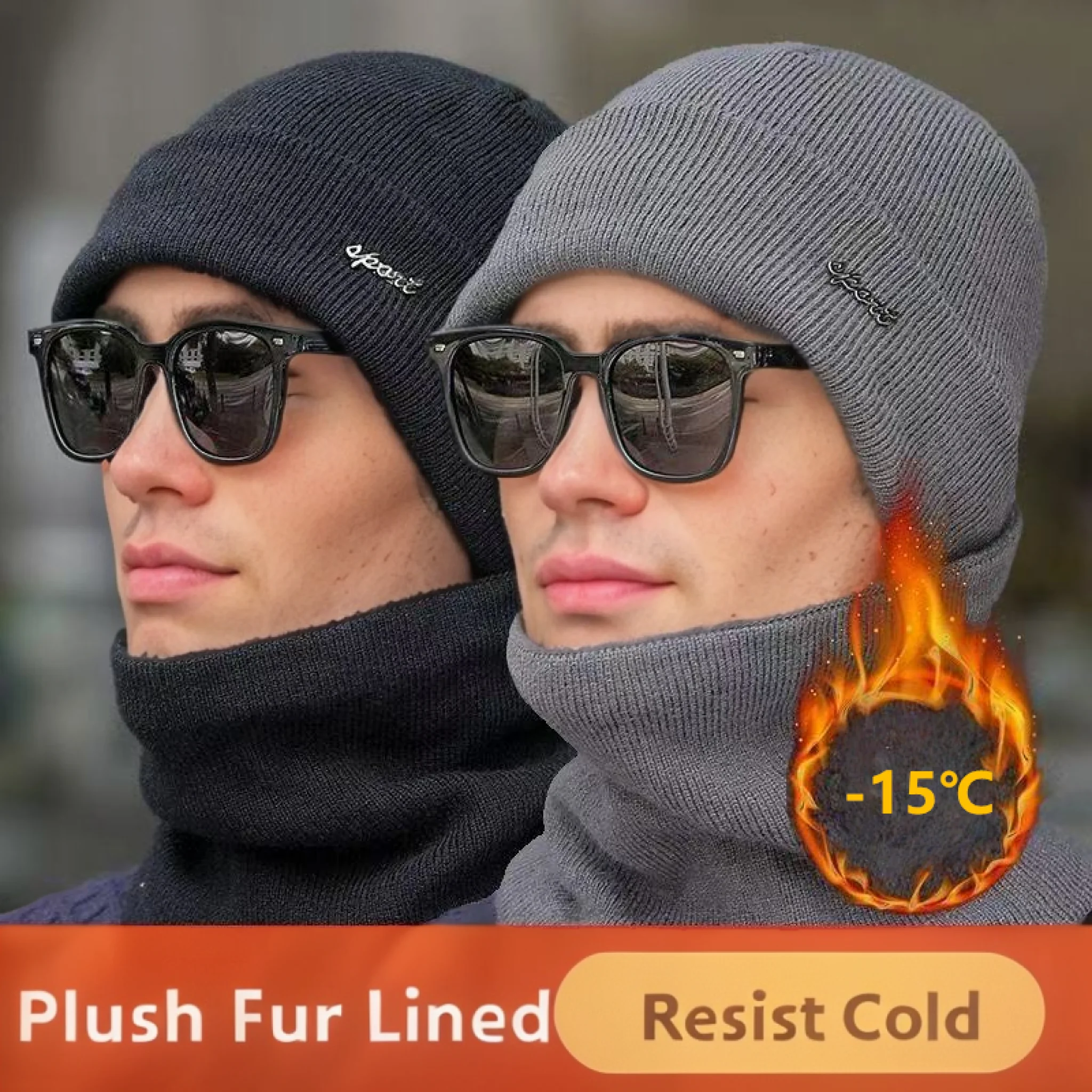Bestseller Herren Damen Winter Warmer Anzug Klassische Einfarbige Plüsch-Fell-Gefütterte Winter-Strickmütze Outdoor Basic Wärmende Schicke Mütze
