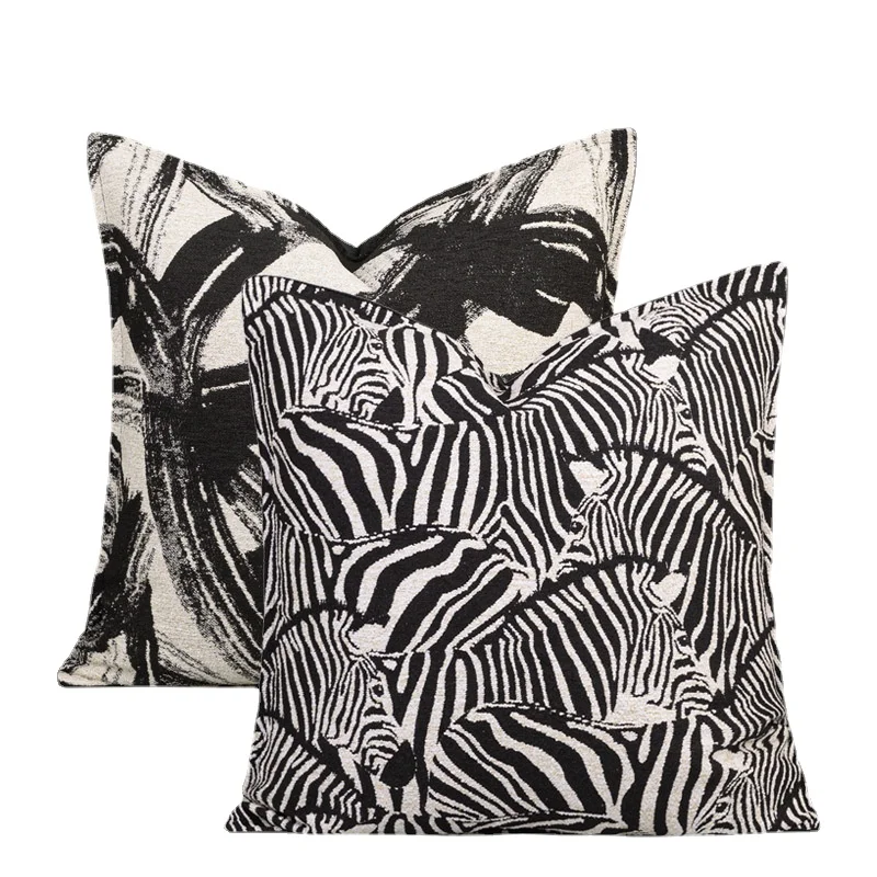 

Cushion Cover Modern Abstract Art Geometry Zebra Graffiti Yarn-dyed Jacquard Bedroom Sofa Pillowcase Soft Home Decor 45*45 NEW