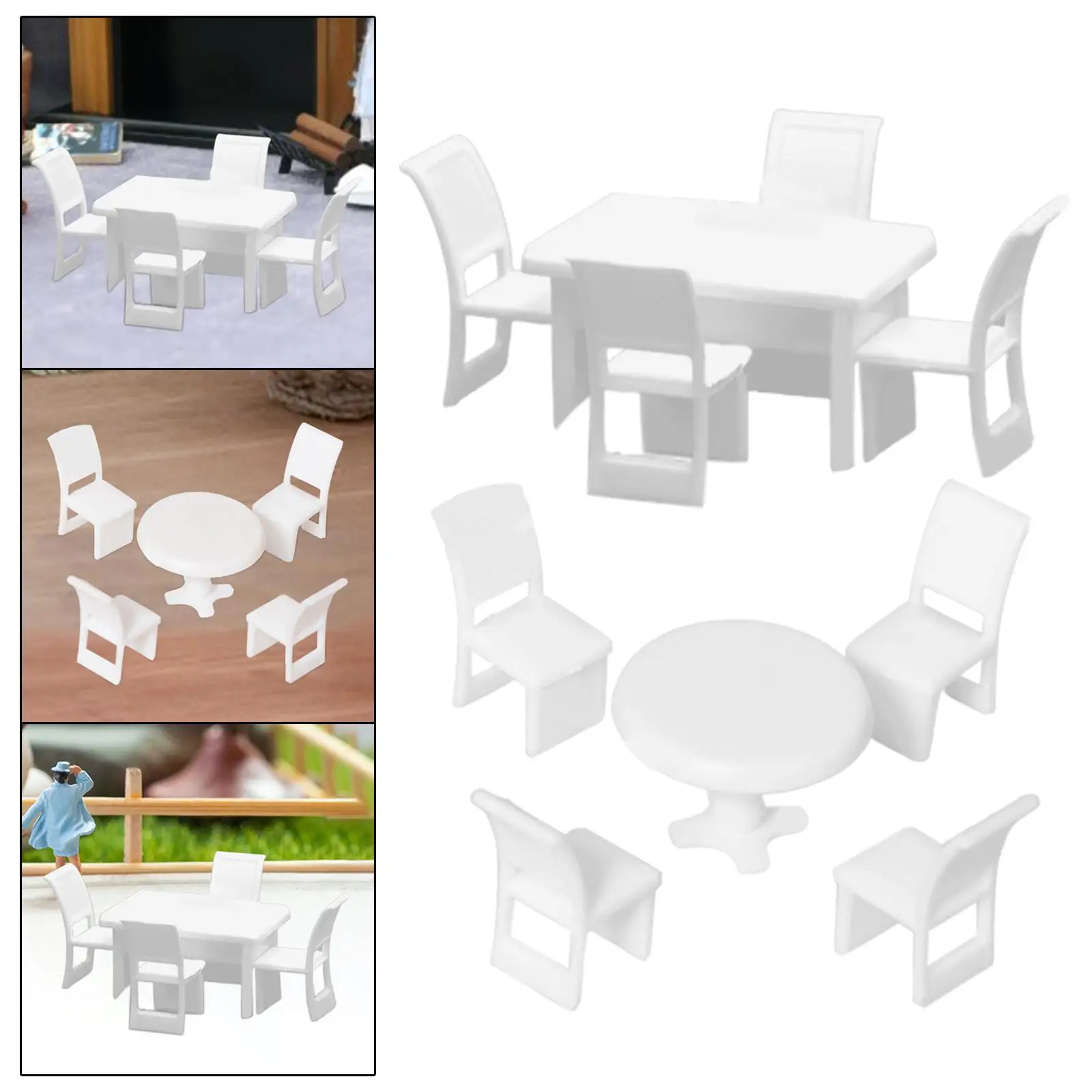 Conjunto de modelo de mesa de cadeira 1/50, cena de móveis de casa em miniatura para decoração de layout