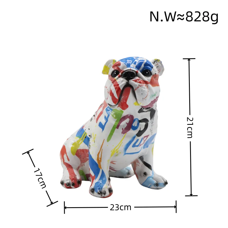 Nordic Graffiti Artwork Bulldog Ornament Resin Crafts Soft Decoration Home Furnishings Living Room Cabinets Decorations