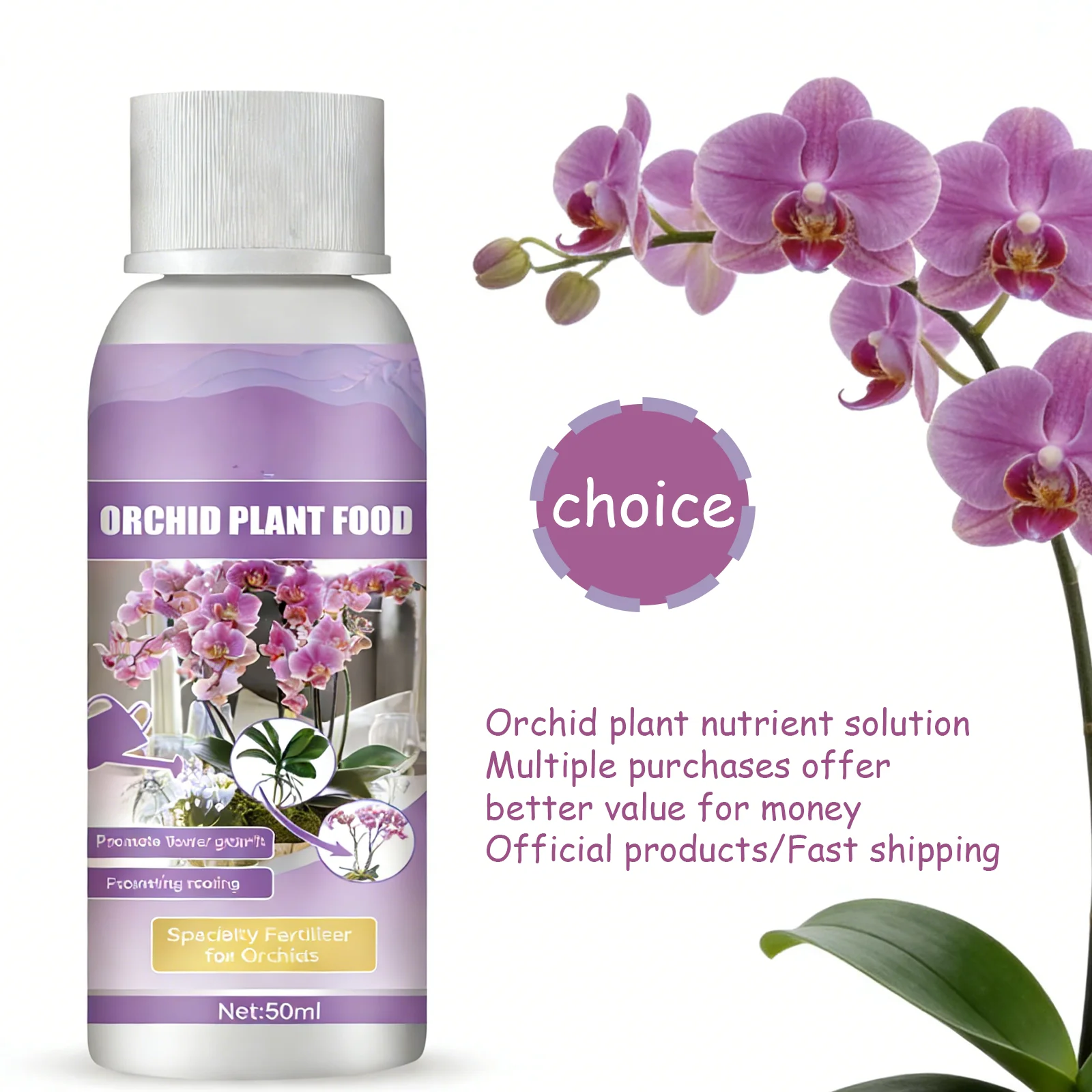 Orchideen-Flüssigdünger, 50 ml, Hydrokultur-Gartenpflanzen-Wachstumsverstärker, zusammengesetzte Nährstoffe, schnelle Absorption für die Blumenpflege