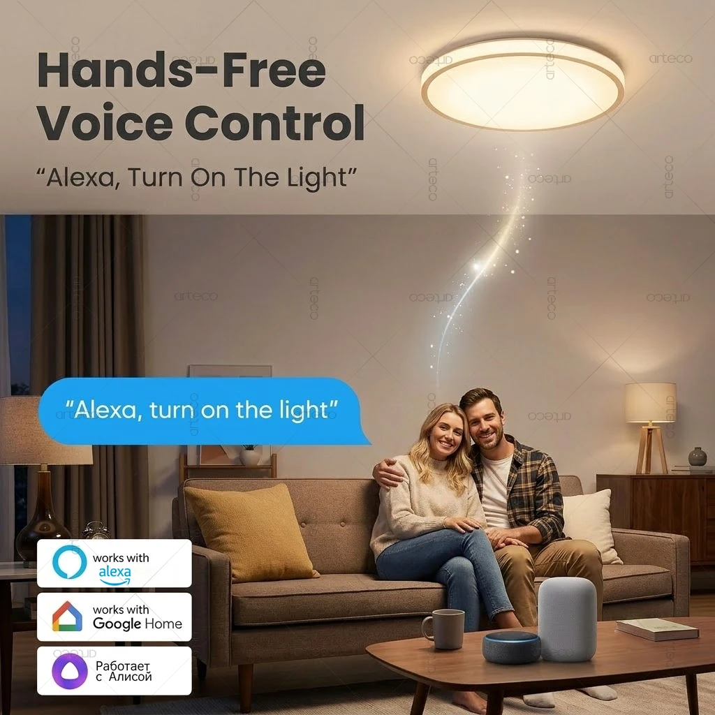 Bild 4: Tuya Zigbee Runde LED-Deckenleuchte, dimmbar, intelligente Deckenlampe, RGBCW, 24 W, Wohnzimmer, Schlafzimmer, Innenbeleuchtung für Küche, für Alexa