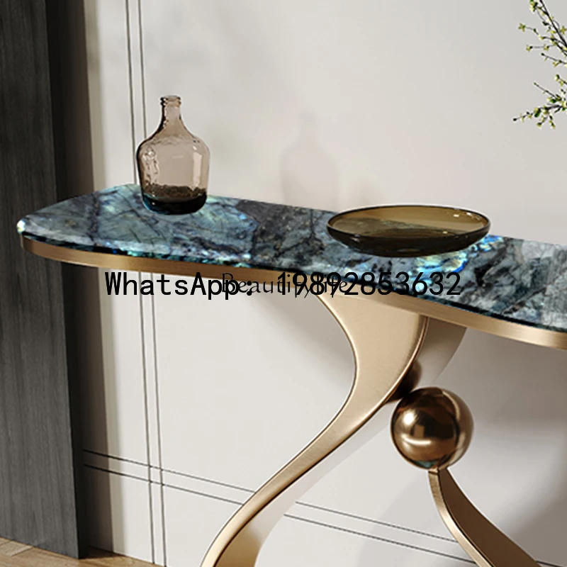 QQ Italian light luxury stone entrance table villa large flat floor marble