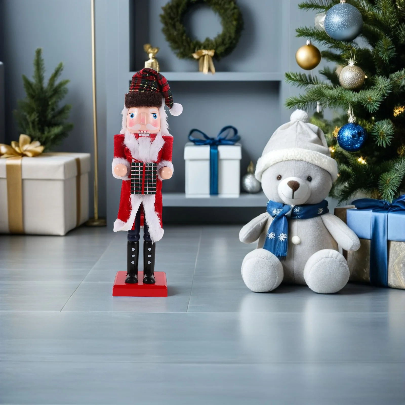 

38cm 14.93in Wooden Nutcracker Chef Puppet Unique Cake Theme Ideal for Tabletop Xmas Decor Nutcracker Soldier Puppet