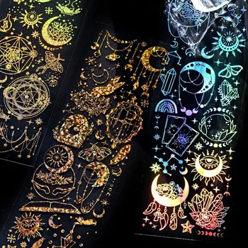 3 yaprak parlak holografik çıkartmalar reçine şeffaf çıkartmalar Glitter reçine çıkartmalar karalama defteri planlayıcısı için dekoratif Sticker