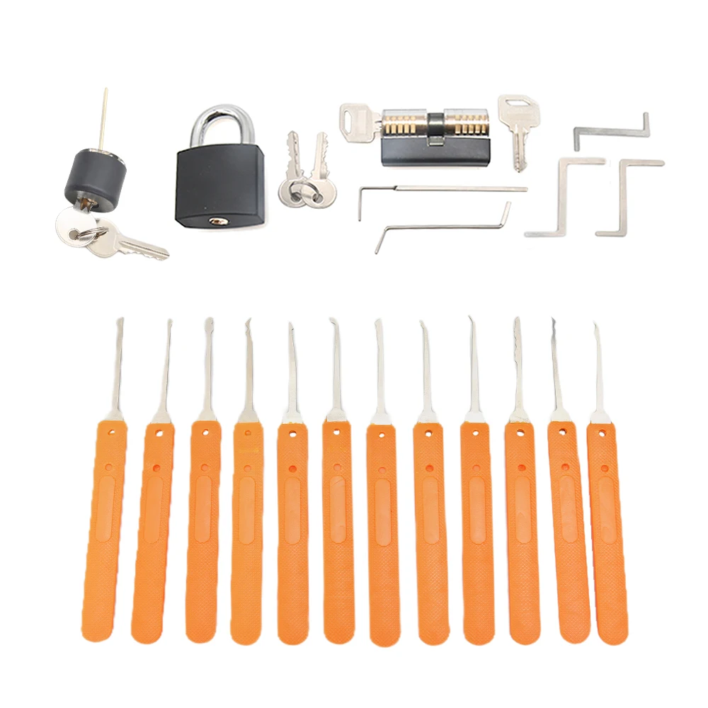 Free 3PC Transparent Padlock 20pc MIXED Lock Pick Set Civil Tool for Practice Locksmith Tool Supplies DIY Hand Tools Hardware