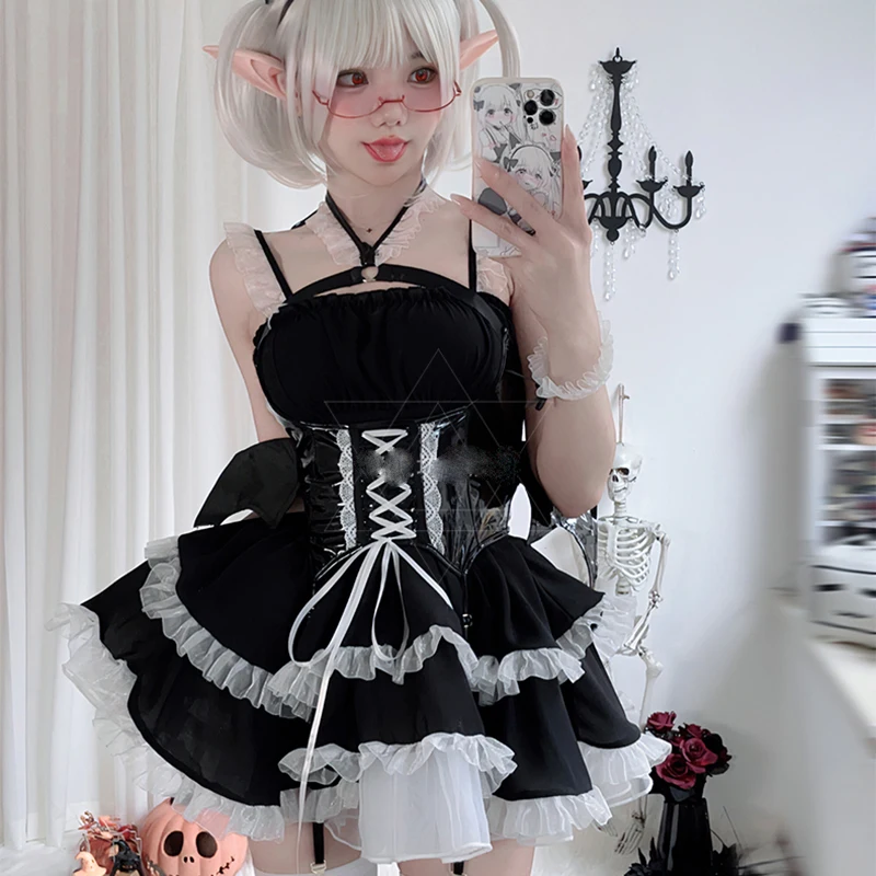 Girl Bad Devil Anime Maid Unifrom Cute Lolita Sexy Lingerie Naughty Demon Night Elves Maidservant Suit Vampire Bat Dress Costume