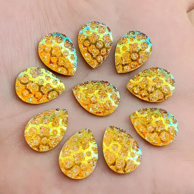 40Pcs/lot DIY 13*18mm Water drop Resin Gems Stone For Bead Work Flat Back No Sew On Rhinestones -B32