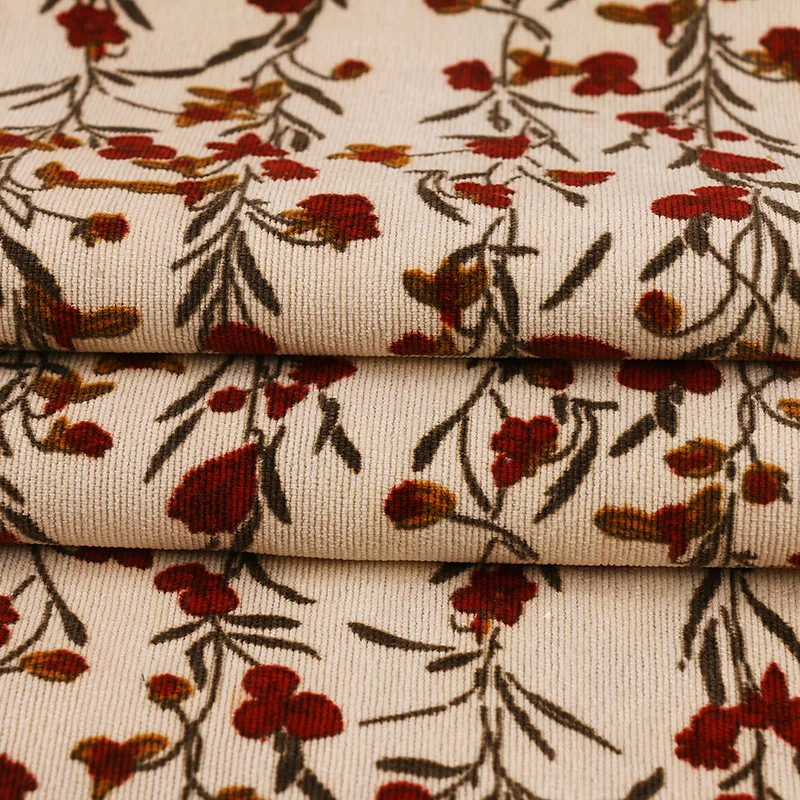 100*150cm Small Fresh Floral Printing Velvet Soft Corduroy Fabric For Diy Winter Shirts Dress Kid Clothing Curtain Sewing Fabric