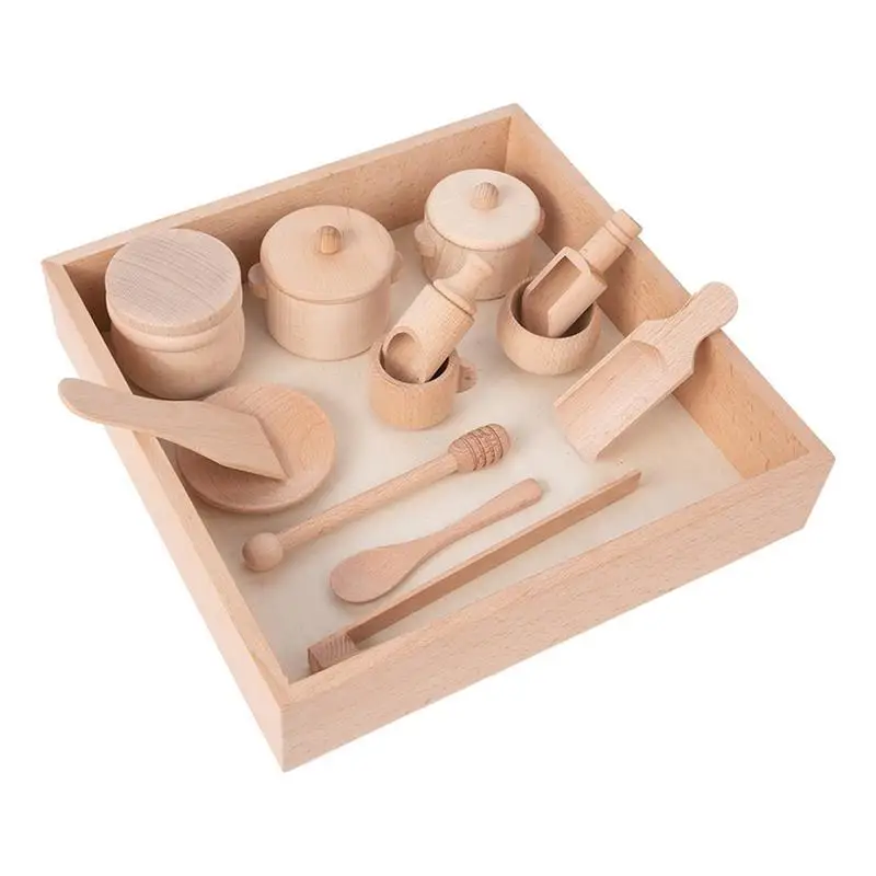 Montessori Sensorial Iluminar Puzzle Brinquedos Set, Simulação Jogo De Chá De Cozinha, Educação Infantil De Madeira, Experiência Familiar