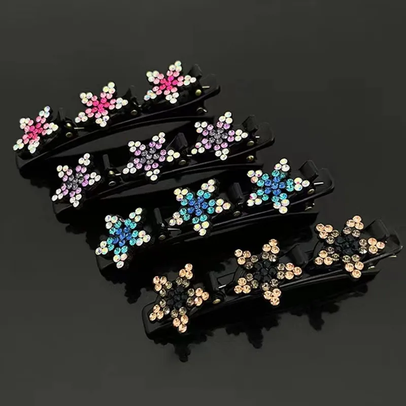 1/2 Buah Jepit Rambut Kepang Bunga Elegan Jepit Rambut Kristal Manis Wanita Bando Jepit Rambut Poni Aksesori Rambut Pegangan Rambut Mode