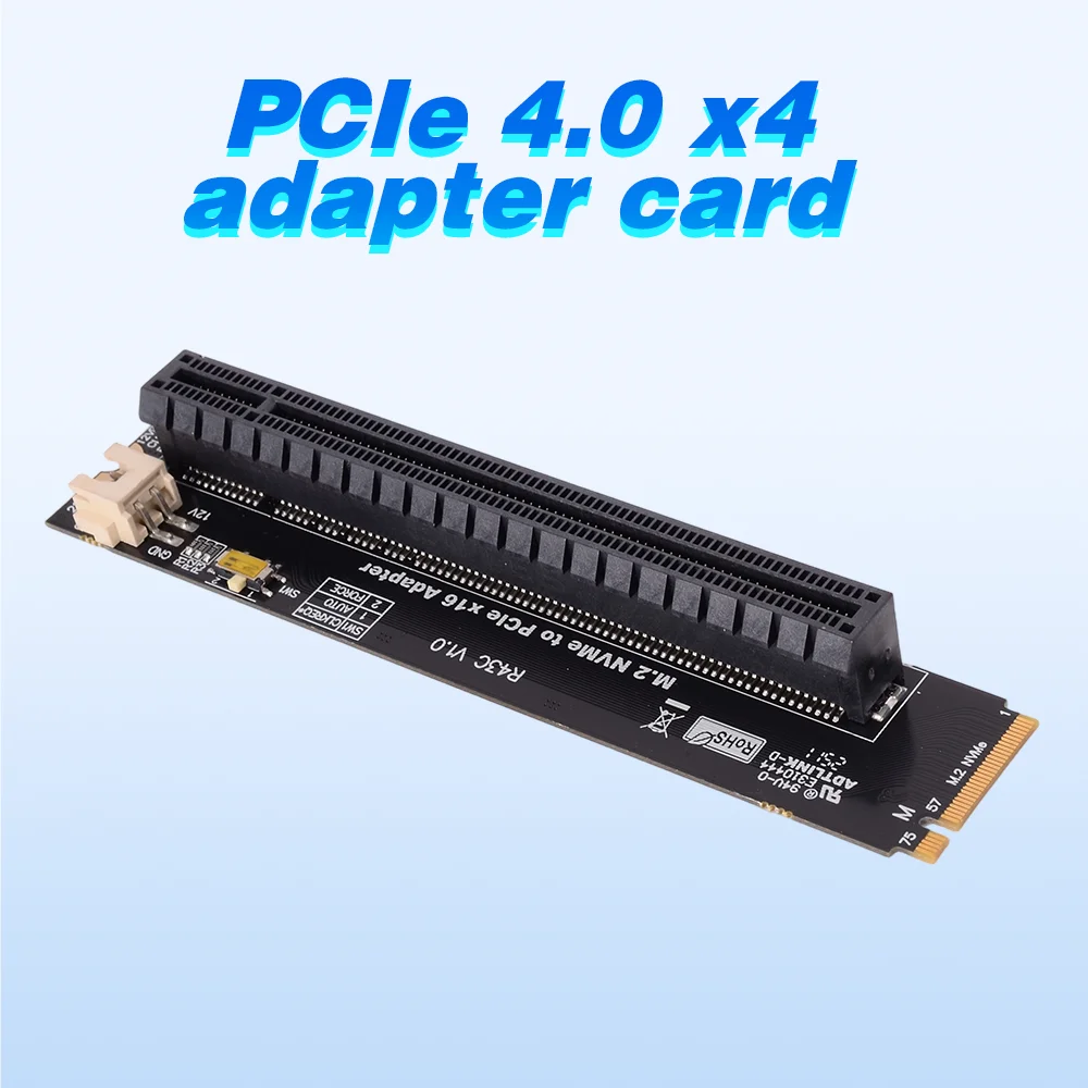 

PCIE 4.0 X16 To M.2 NVMeAdapter Card for Graphic Card M2 NVMe Key-M To PCle X4 SSD Adapter Board with 12V Power Supply with SATA