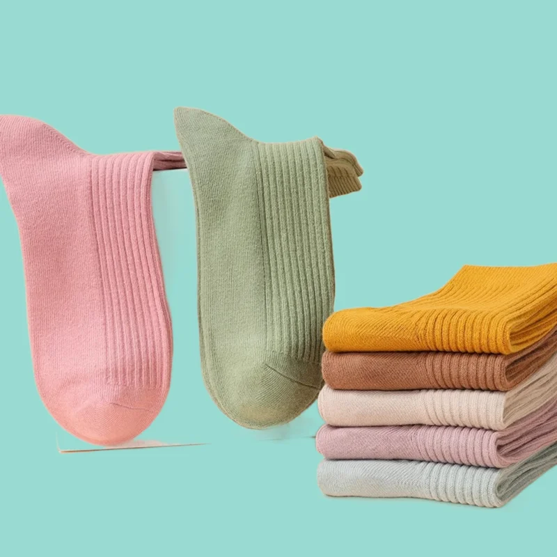 Chaussettes mi-longues respirantes et épaisses pour femmes, résistantes, ne se décolorent pas, chaudes, décontractées, 5/10 paires