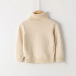2-8T Toddler Kid Baby Boy Girl Sweater Winter Clothes Knit Pullover Top High Collar Warm Thick Infant Knitwear Casaul Outfit
