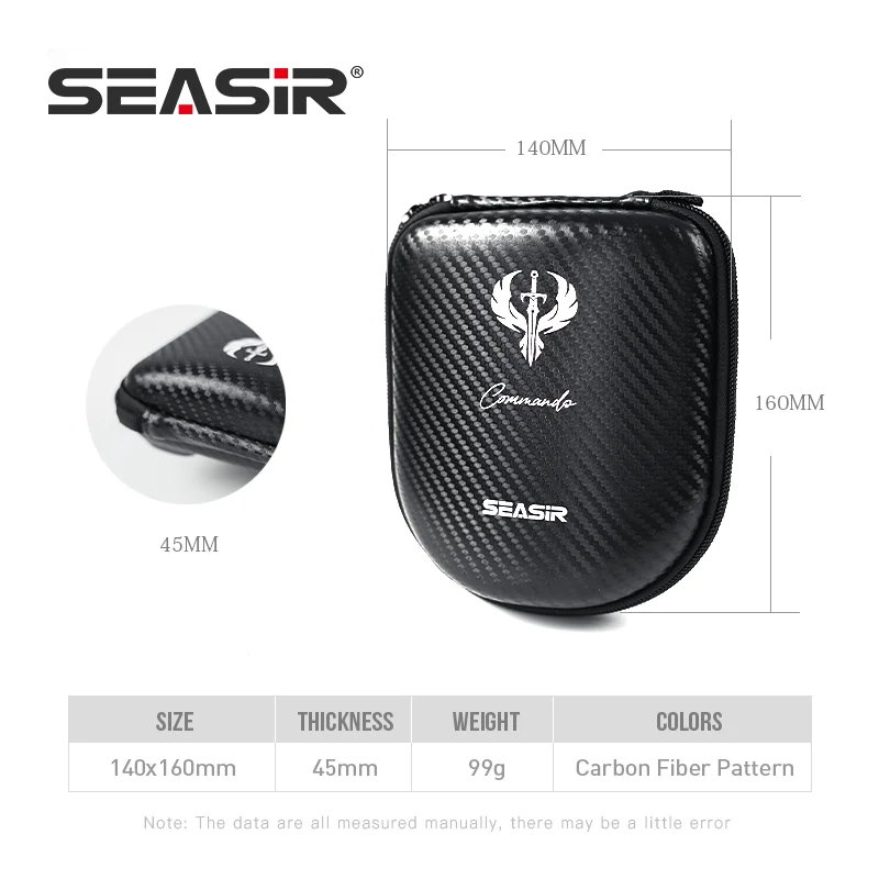 SEASIR Commando Carbon Fiber Pattern Baitcasting Fishing Reel Bag Eva Waterproof Pouch Case Cover