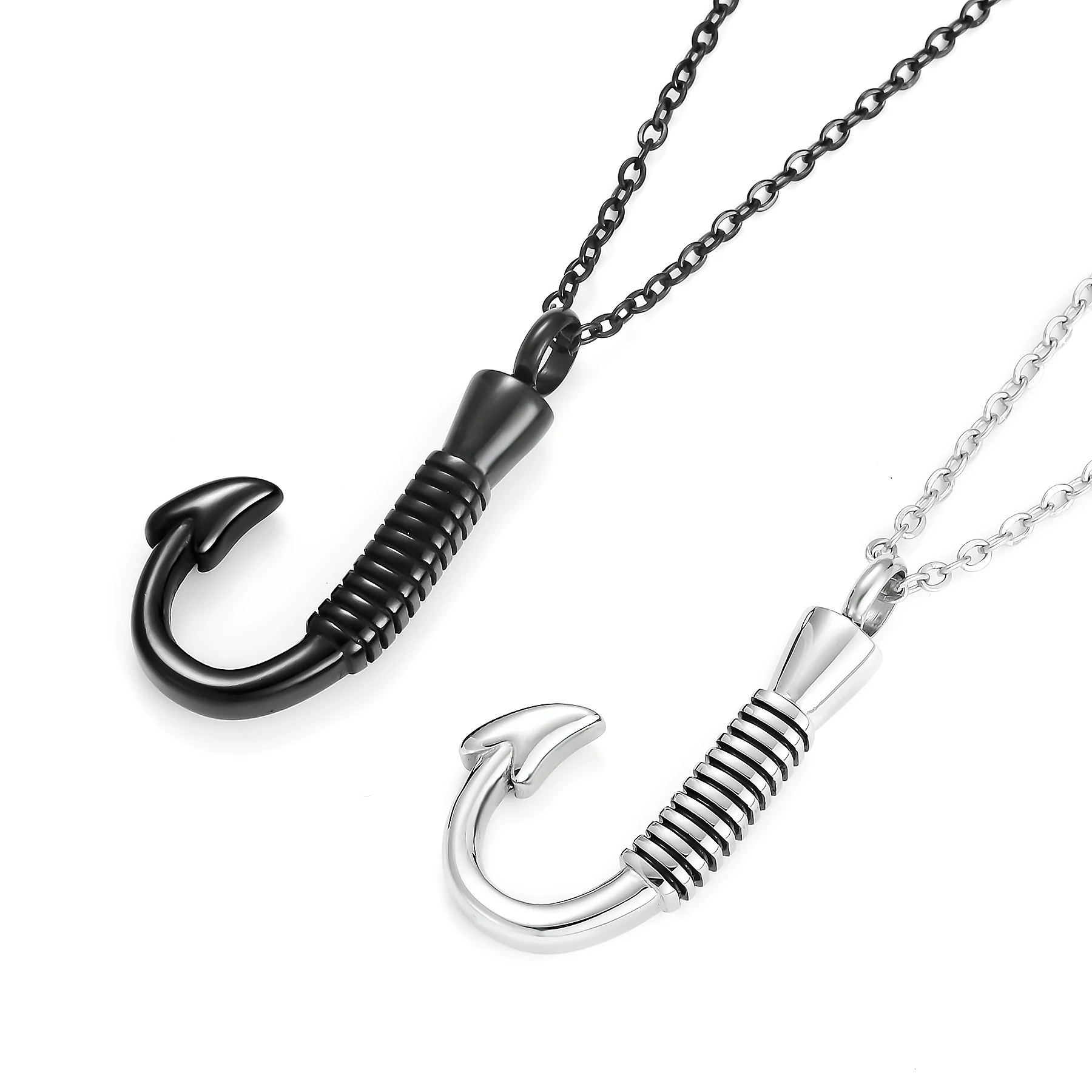 Edelstahl-Angelhaken-Urnenkette für Asche, Angelhaken-Urnen-Schmuck, Gedenk-Anhänger, Andenken für Männer – Detail 3