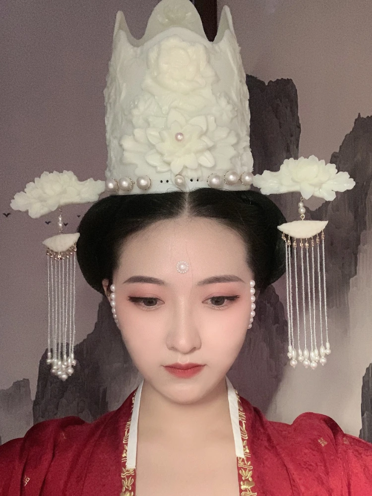 Headdress Women's Resin Pearl Material Vintage Court Style Han Chinese Clothing Accessories Festival Stage Performance Props 1Pc