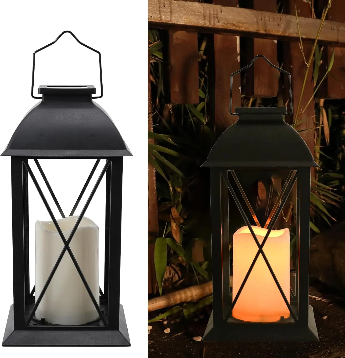 

2 Pack Outdoor Solar Lanterns 12' Waterproof Vintage Flameless Candle Lanterns for Patio Garden Party