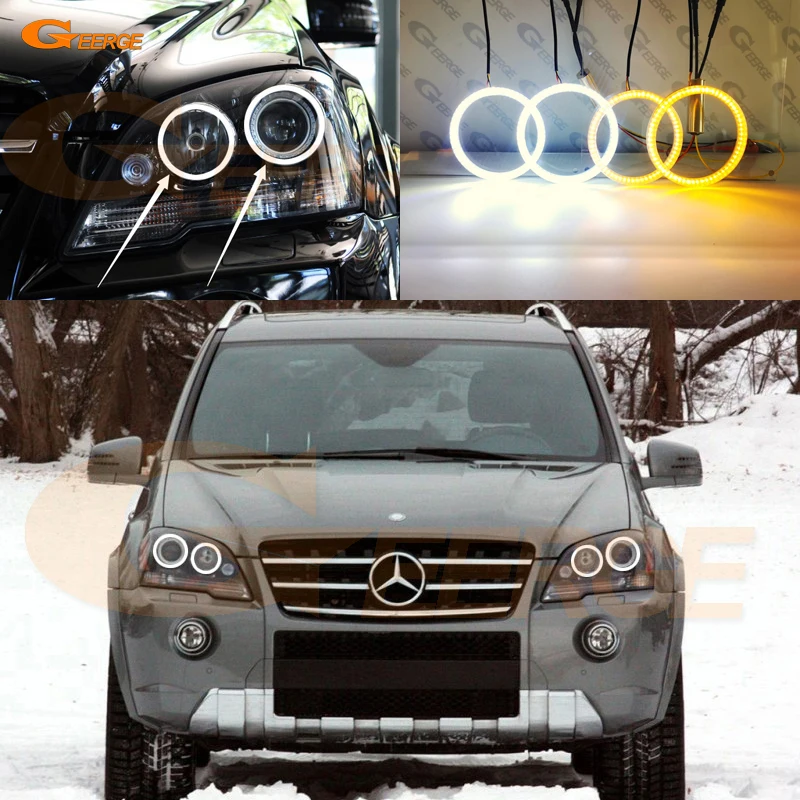 Para Mercedes Benz Clase M W164 ML 320 350 500 63 AMG Ultra brillante SMD LED Ojos de Ángel Halo anillos Kit luz diurna estilo de coche