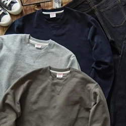 Sauce Zhan Mens Sweatshirt Heavyweight Classic Crewneck Sweatshirt Men's Cotton Casual Pullover for Winter Loose Fit 430g